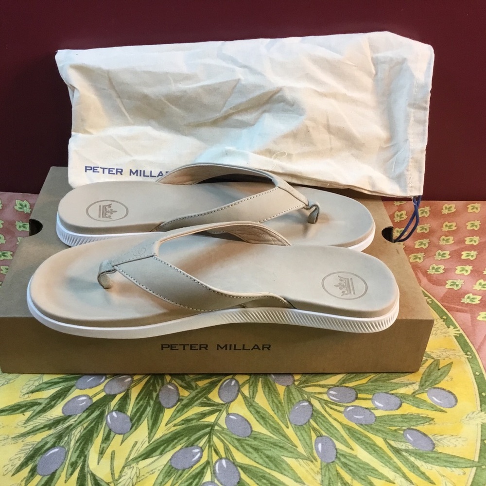 Mens Hyperlight Slide Nubuck Flip Flop MA22F11, Peter Millar, Stone, Size 9,New